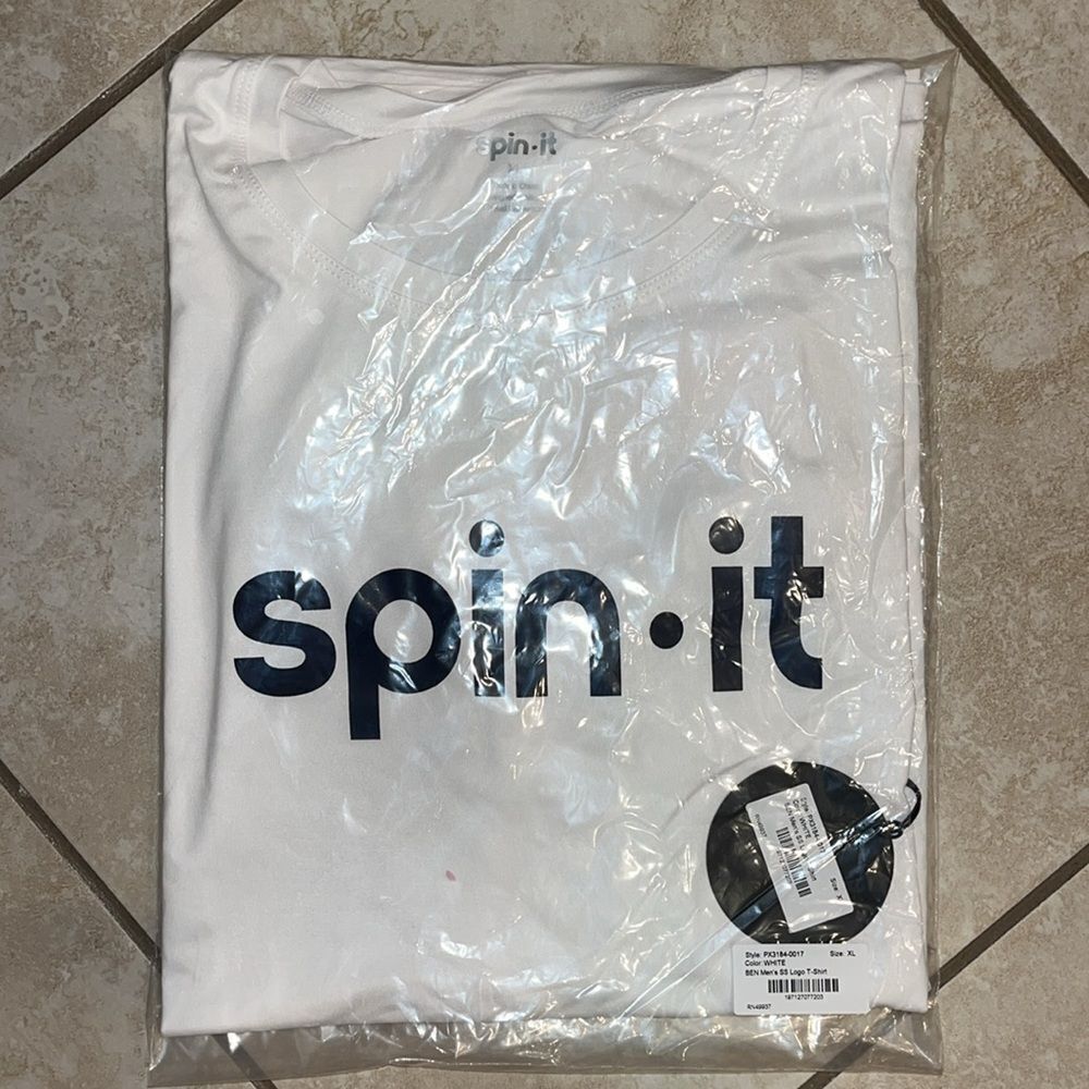 New Spin it mark of a player promo white summer Men's pickleball NWT T Shirt XL